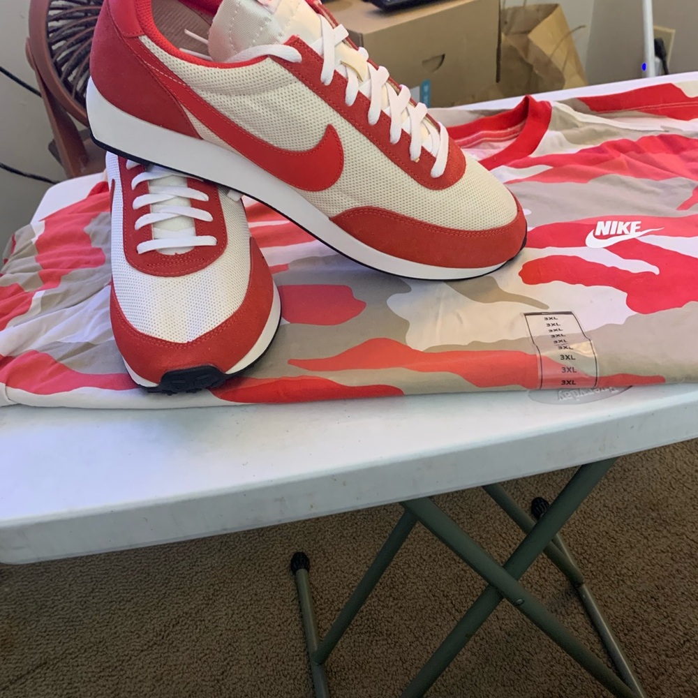 2020 Air Tailwind 79 'Habanero Red' n White Sneakers with Camo Shirt NWOB